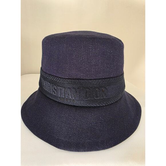Christian Dior Navy Blue Logo Embroidered Canvas Bucket Hat M sz main image 15